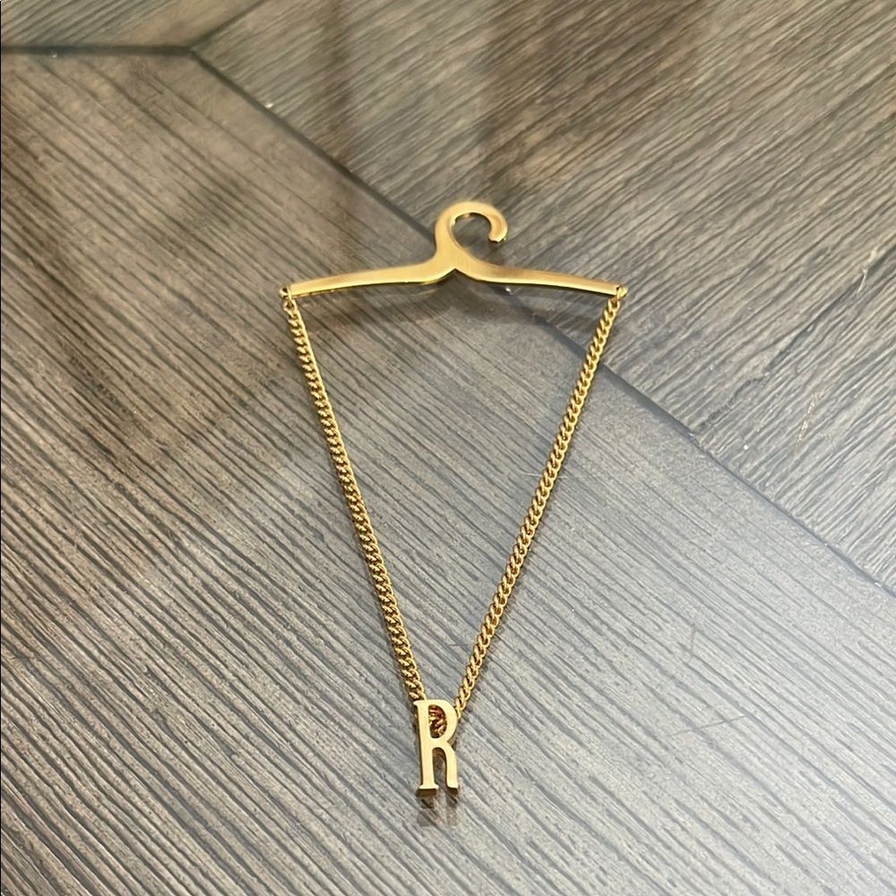 Vintage Tie Clasp - Chain with Initial “R” Monogram